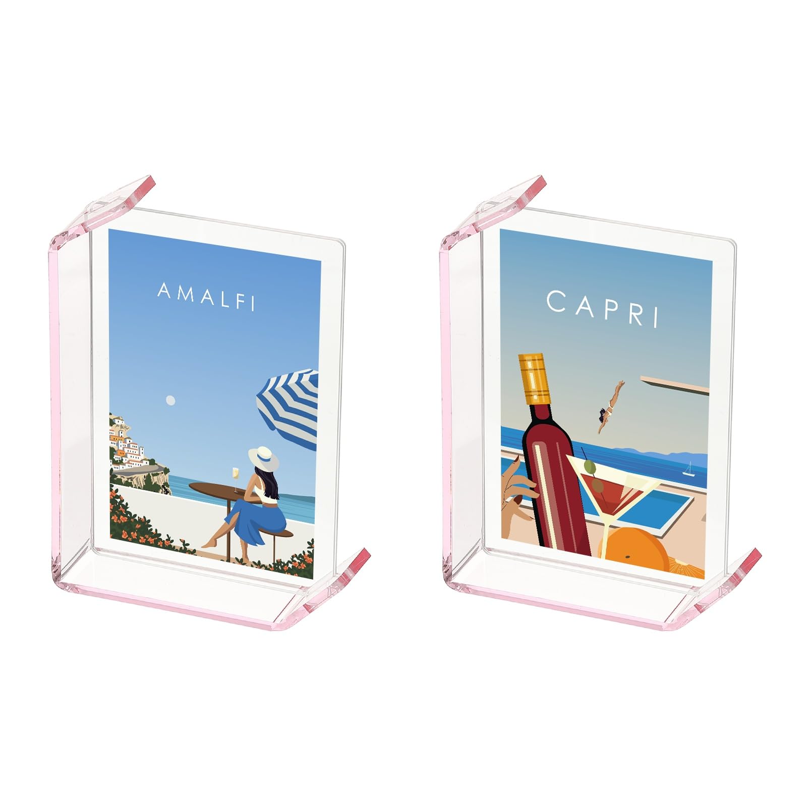 Cadres flottants pour photos PATIKIL en acrylique rose 7x5 pouces pour bureau