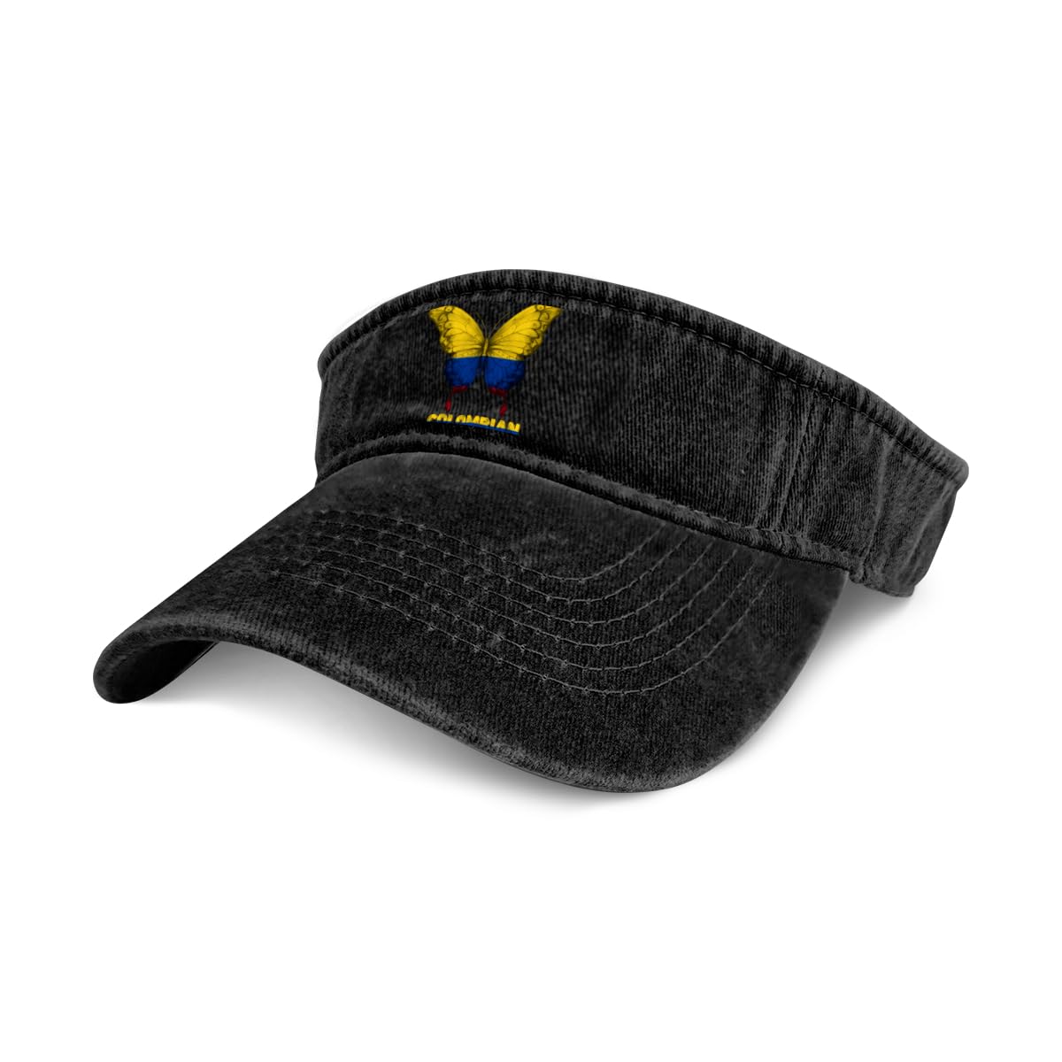 Colombian Flag Butterfly Sun Visor Hats Sport Wear Athletic Beach Leisure Hat for Women and Men Golf Cap