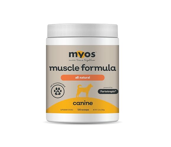 MYOS Canine Muscle Formula - All-Natural Dog Muscle Builder - 360g | Powered by Fortetropin, mobility support supplement for strength and recovery, helps reduce muscle loss due to normal aging