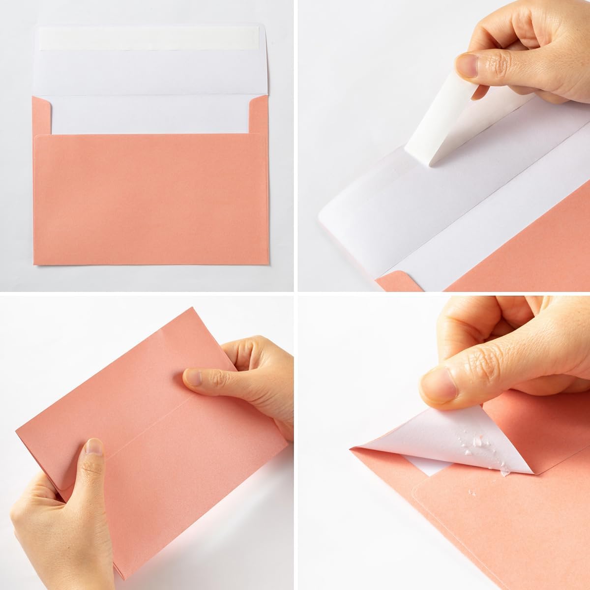 Wishop 50 Pack Shiny Self-Adhesive Envelopes with Shiny Fold Cards for Wedding Invitations, Greeting Cards, Baby Shower, Letter Mailing (Pink, 5x7) - Image 3