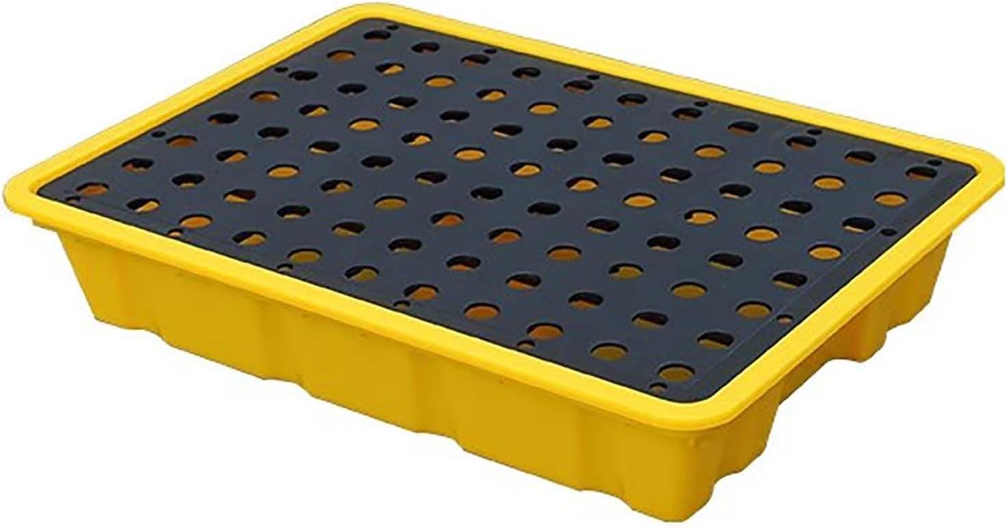 Low Profile Paint Bucket Tray-Leakproof Polyethylene Spill Pallet for 2/4 Drums,Industrial Garage Storage,Detachable Shipping Platform,49x35.5x9.5cm
