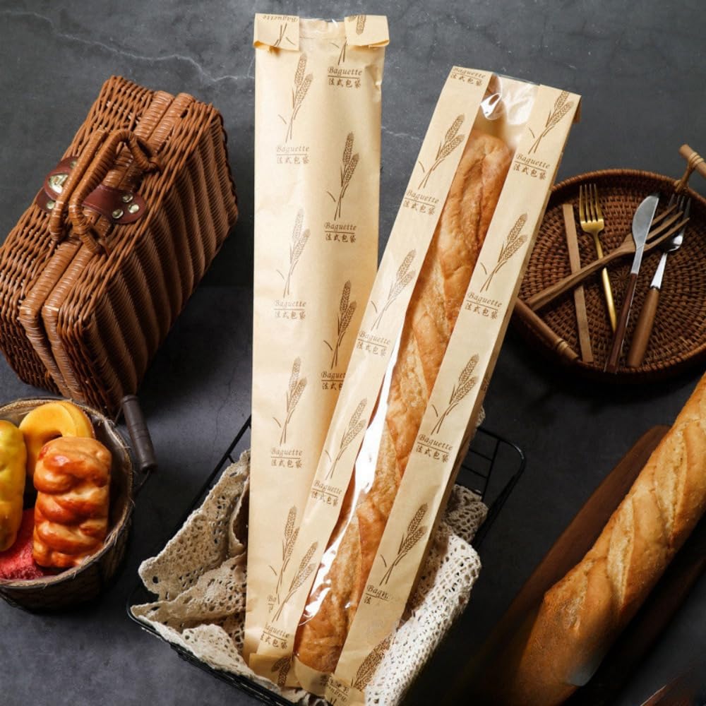 Sacchetti per il pane in carta kraft con finestra trasparente: imballaggi ecologici per prodotti da forno (set da 25) - Italia