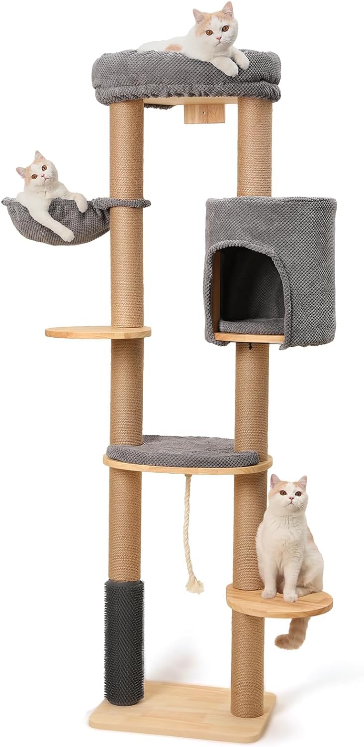 Tiragraffi per gatti, 50 x 40 x 135 cm, a più piani, con casetta per gatti, capsule e piattaforme multilivello per famiglie, negozi di animali
