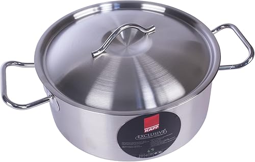 Miniatura 8 de KAPP Cacerola de acero inoxidable para horno holandés con tapa, olla de inducción y horno, olla de cocina multiusos de 3 capas, apto para