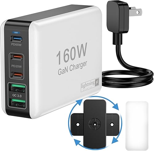 160W Super Fast Chargers for Multiple Devices, Type C Charger Block Flat Plug Multiports for Cellphones, Tablets, Laptops and All Other USB C/A Gadgets, Accessories for iPhone/Samsung/Kindle/Switch