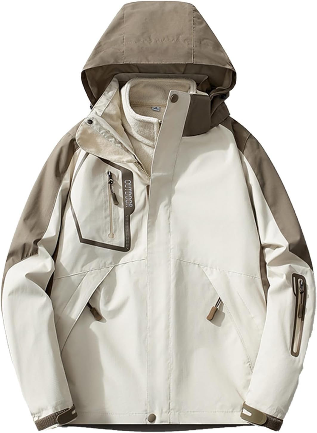 Womens Windproof 3 in 1 Jackets Winter Warm Fleece Inner Ski Jacket Thermal Outdoor Hiking Hooded Coats with Pockets