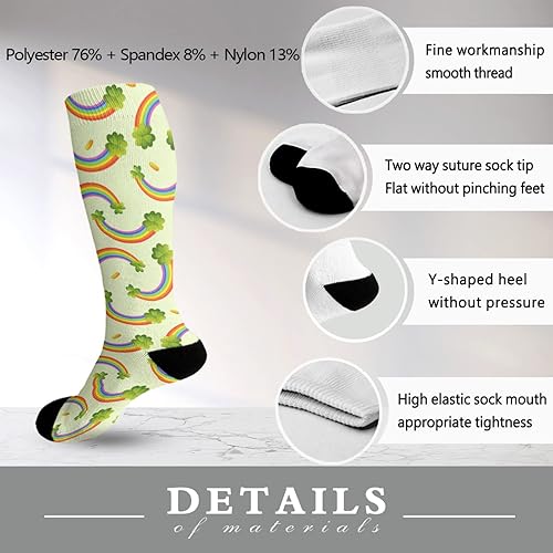 Miniatura 6 de devor Calcetines para mujer hasta la rodilla, calcetines atléticos, calcetines de moda de hadas con tréboles verdes de la suerte