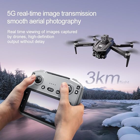 V168 Pro Max Drone with GPS,4.5-inch large screen remote control high-definition aerial optical flow aircraft, fixed altitude, GPS return, dual cameras, gesture control, 360 scrolling, brushless motor, with two batteries, providing a 40 minute long endurance