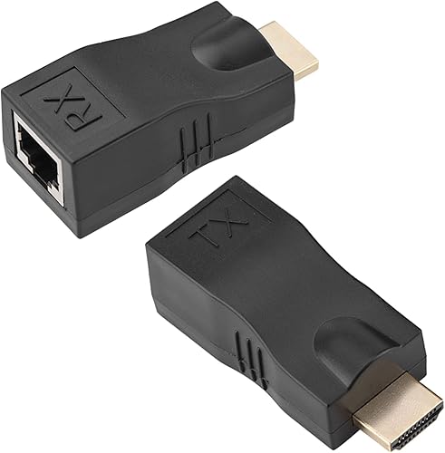 Joyzan Extensor HDMI a RJ45, convertidor de red Ethernet, repetidor, transmisor, adaptador receptor sobre Cat 5e 6e Cable Splitter HD 1080p 98ft