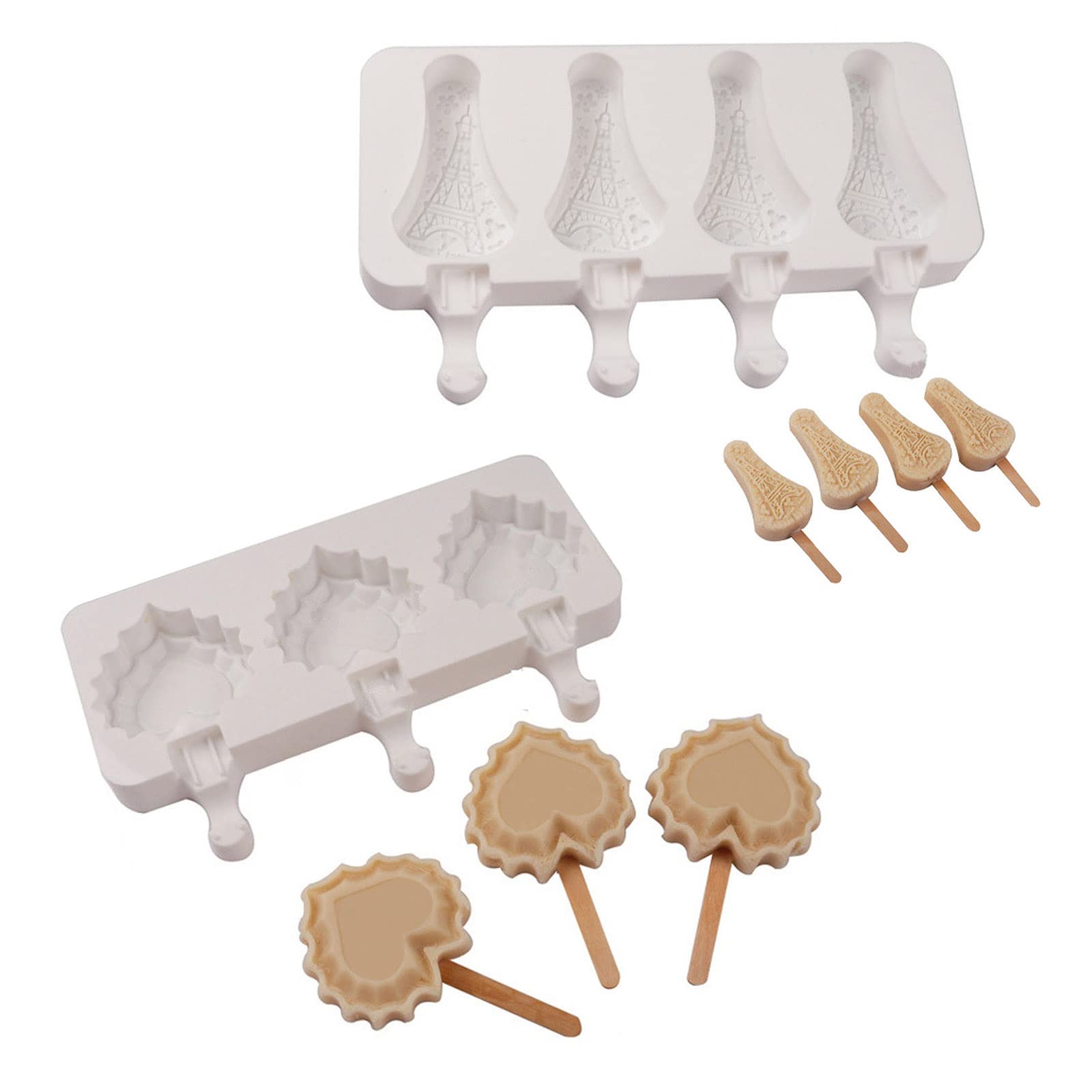 Moldes de silicona for helados de 3 o 4 agujeros, moldes de silicona for paletas de fácil liberación, moldes for hacer paletas caseras, hielo for M,Moldes para helados(Tower)