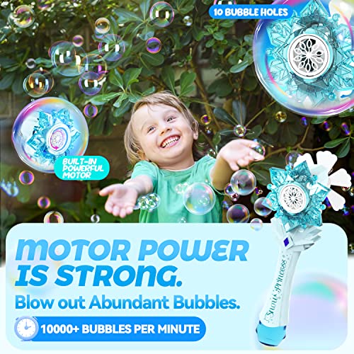 Bubble Gun, Princess Magic Bubble Blower Wand Machine For Kids Ages 3 4 5 6 7, Musical & Light Up Fun Pretend Play Prop, Kids Party Favor, Christmas Birthday Gift Toy For Boys & Girls #TOP3