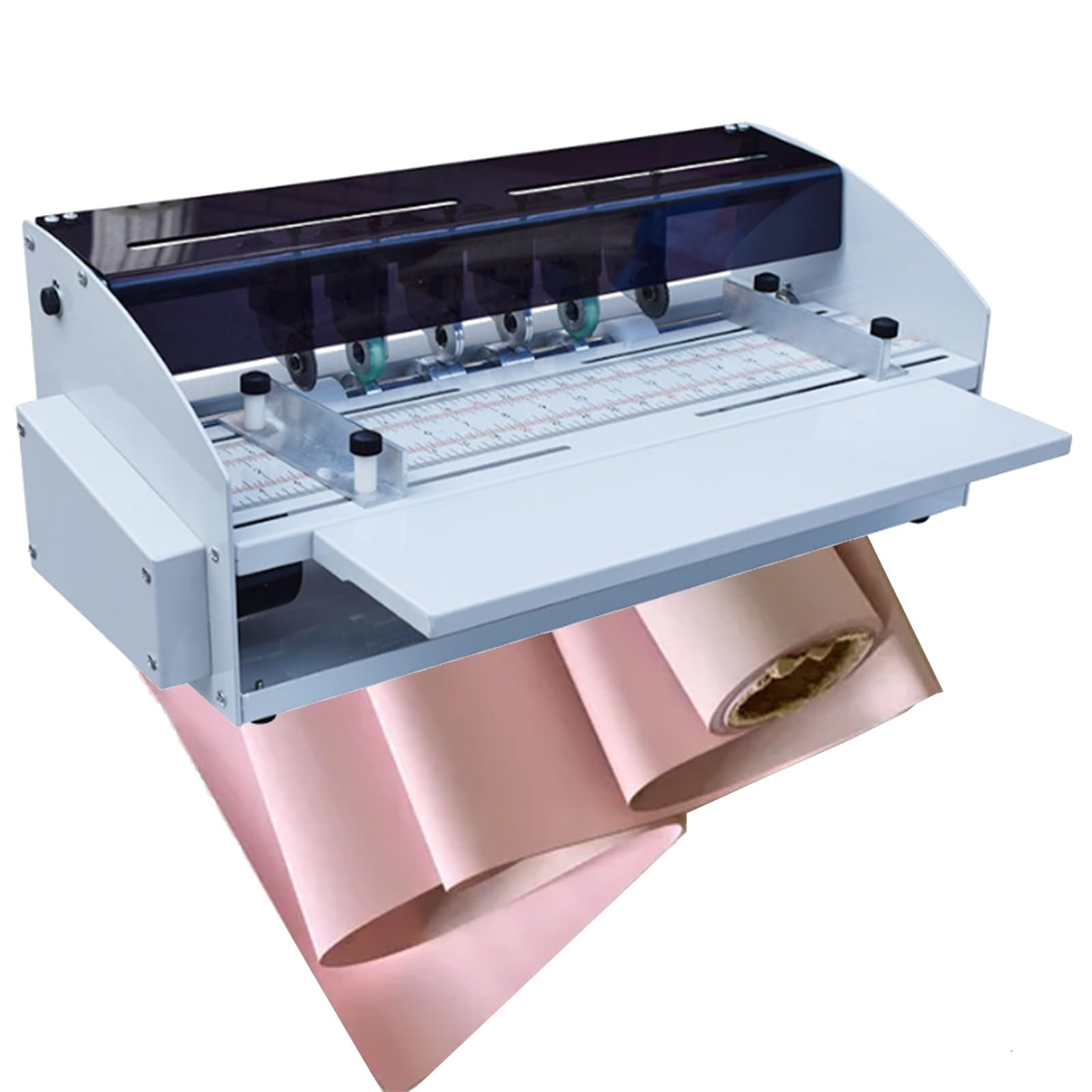 Máquina perforadora de plegado de anotador de papel eléctrica de alta resistencia, máquinas plegadoras eléctricas 3 en 1, marcas claras, for trabajos de encuadernación de impresión de oficina | Máquina perforadora de plegado y anotador de papel eléctrica