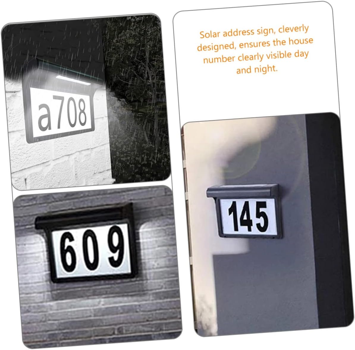 Led Solar House Number Sign Plaque Solar-powered Address Light for Outdoor Use Easy to Install Weather Resistant Illuminated House Numbers for Gardens Patios and Driveways