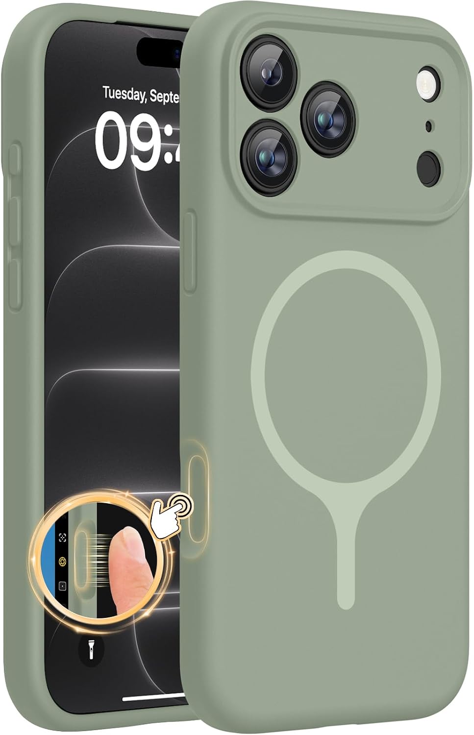 Miracase Silicone & Magnetic for iPhone 18 Pro Max Case, Patina Green | Compatible with MagSafe, Camera Control Cover, Premium Silicone Cover Shockproof Drop Protection Phone Case for 18 Pro Max