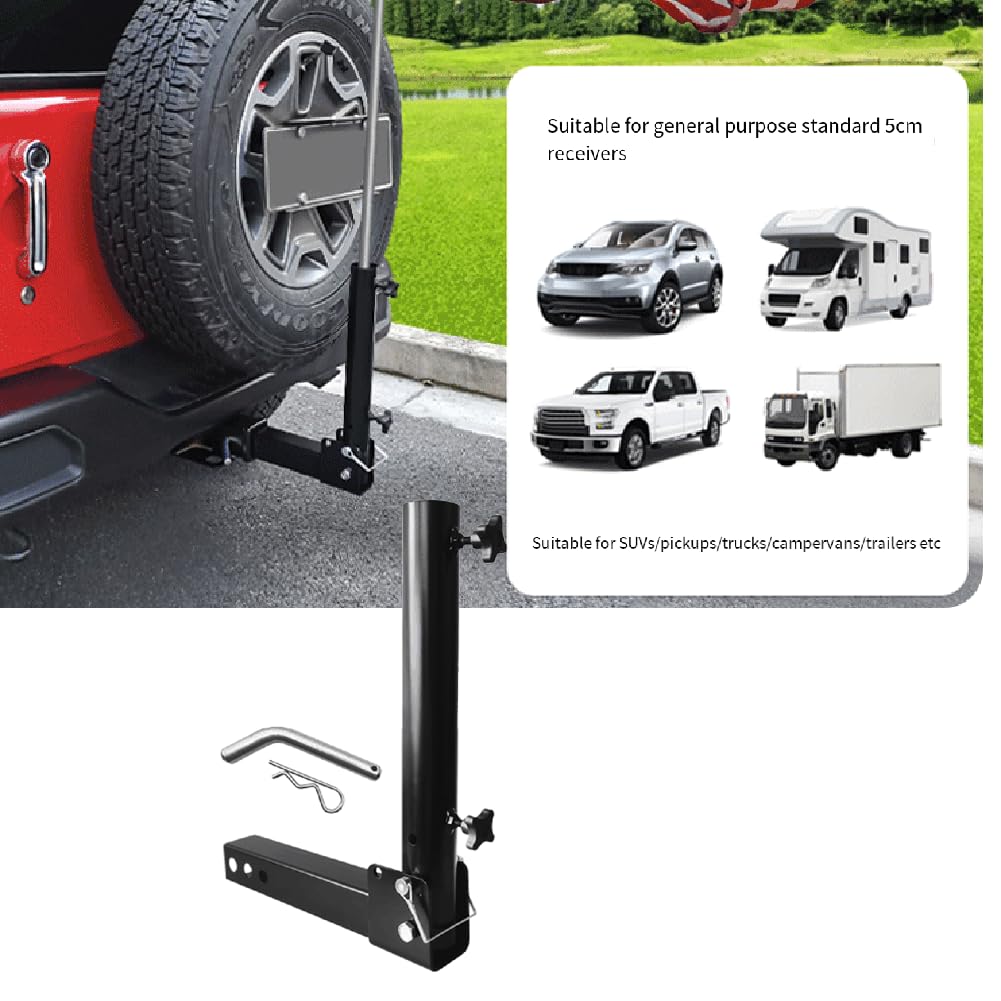 Support de Mât de Drapeau Réglable pour Support D'Attelage de Remorque, pour Véhicule avec Récepteur D'Attelage, pour SUV RV Pickup Car Truck Trailer