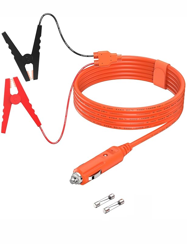 Cabo para Carregamento de Bateria Automotiva Tonton 12 V, Plugue de Acendedor para Garras, Fusível de 15 A e 2 m