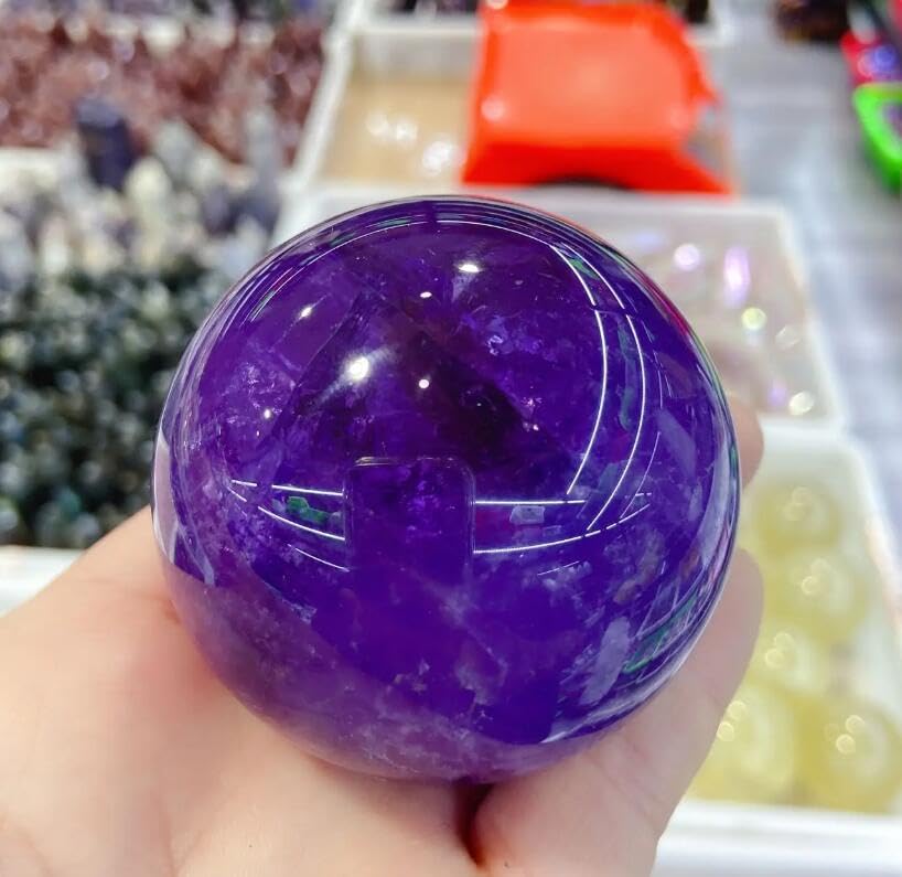 Natürlicher Wächter-Amethyst-Kugel, Roher Edelstein, Bastelgeschenke, Lila Quarzkristall-Steinkugel, Heimdekoration,60-65mm