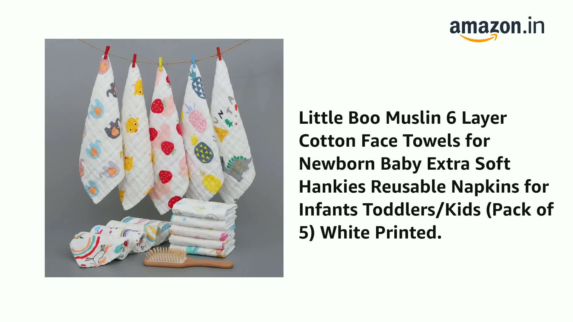 BABY SUPERSAL 3, 4, 5, 6, V2枚の計 6枚セット Buy Little Boo Muslin 6 Layer Cotton Face Towels for Newborn Baby