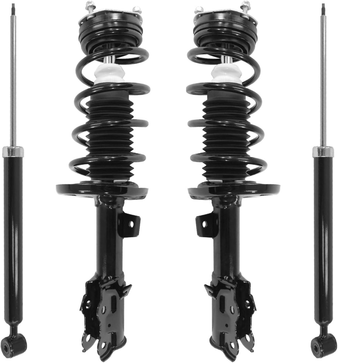 COMPLETESTRUTS - Front Complete Strut Assemblies with Coil Springs and Rear Shock Absorbers Replacement for 2011-2019 Ford Fiesta - Set of 4, black