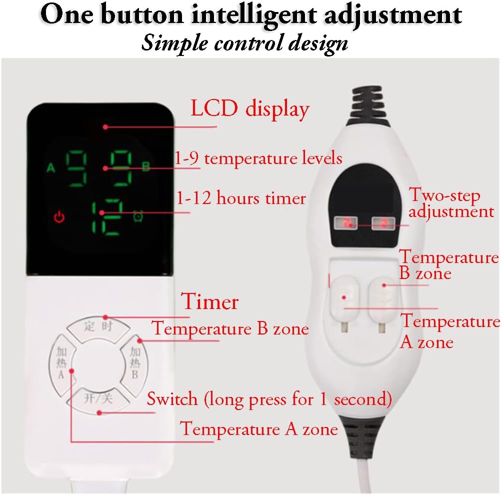 review ZHULIN Weighted Home Heated Blanket Heating Blanket Flannel Electric Warming Blanket with 1-9 Heating Levels 1-12 Hours Auto-Off Full Size Electric Heated