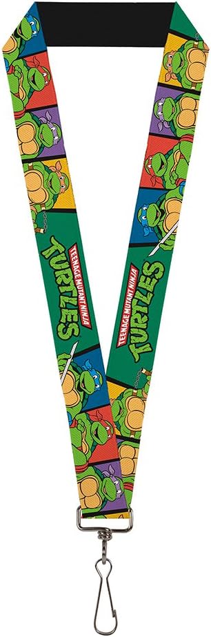 Lanyard-1.0"-Classic TMNT Group Pose3/tmnt Logo Green/mu
