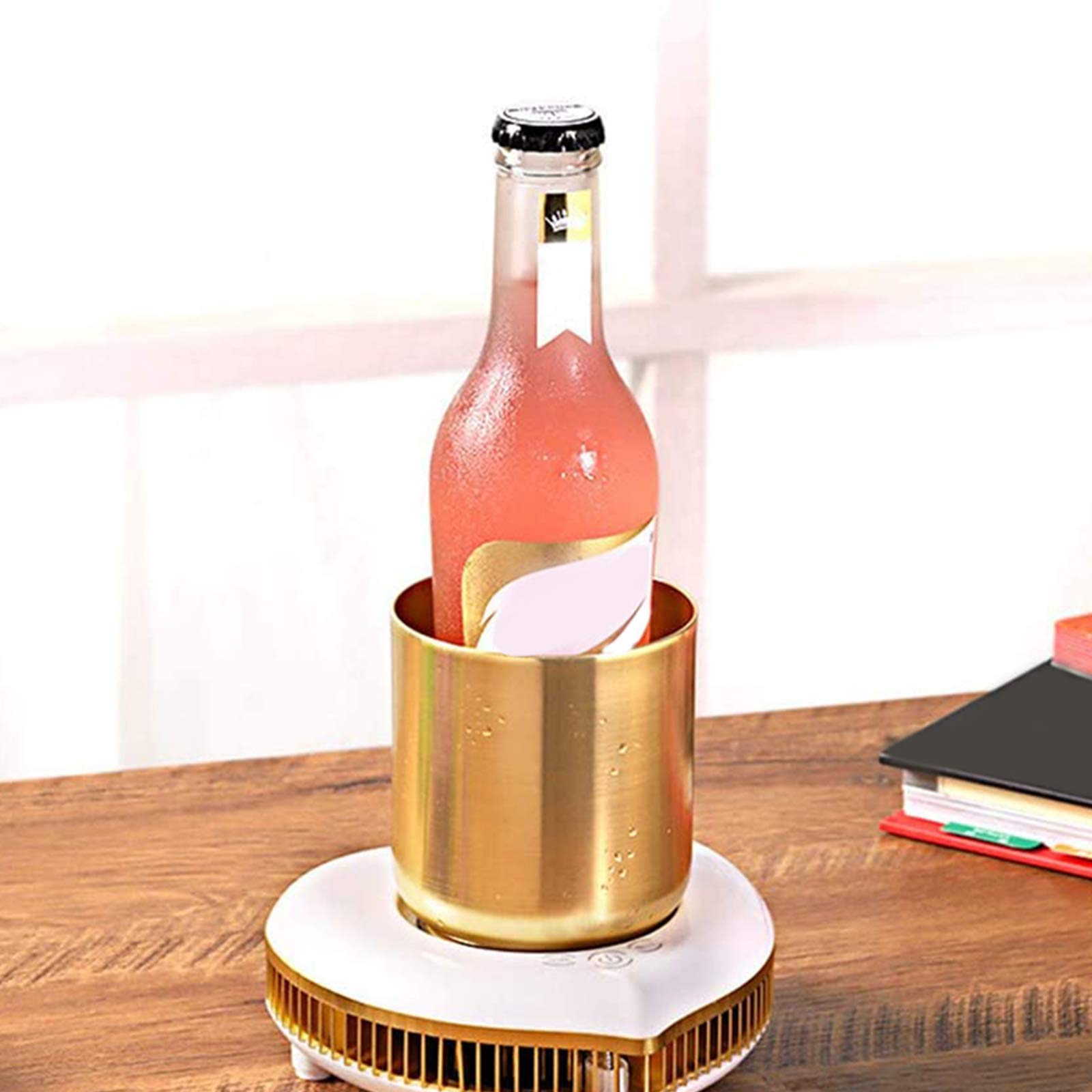 Refrigeratore Portatile Tazza Mini Frigorifero delle Bevande a Forma di Cuore di Modo Creativo Birra Drink Chiller, Casa di Refrigerazione Cup Veloce più Caldo e di Raffreddamento Cup,d'oro