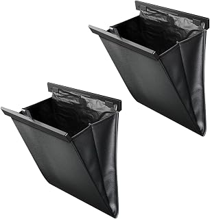 Car Trash Can for Volkswagen Golf GTI Autobahn (MK8) 2022-2025, Leather Hanging Automotive Garbage Cans Magnetic Closure Auto Trash Bag for Back Seat Multi-Use Bin,2-Pack
