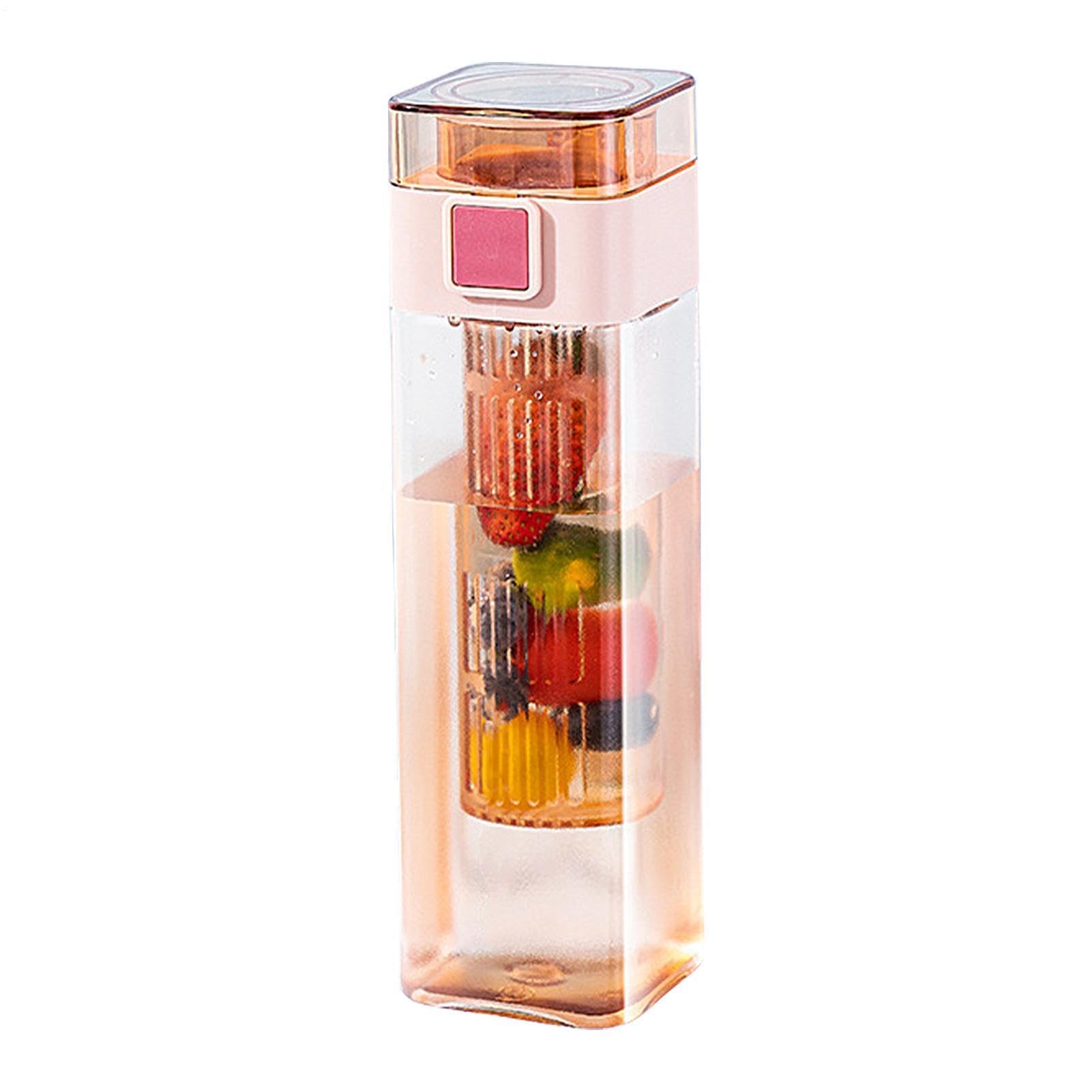 Wasserflasche mit Fruchteinsatz, quadratisches Design mit Infuser-Einsatz, ideal für Sport und Outdoor-Aktivitäten, BPA-frei, 680 ml Fassungsvermögen, perfekt für die Flüssigkeitszufuhr unterwegs