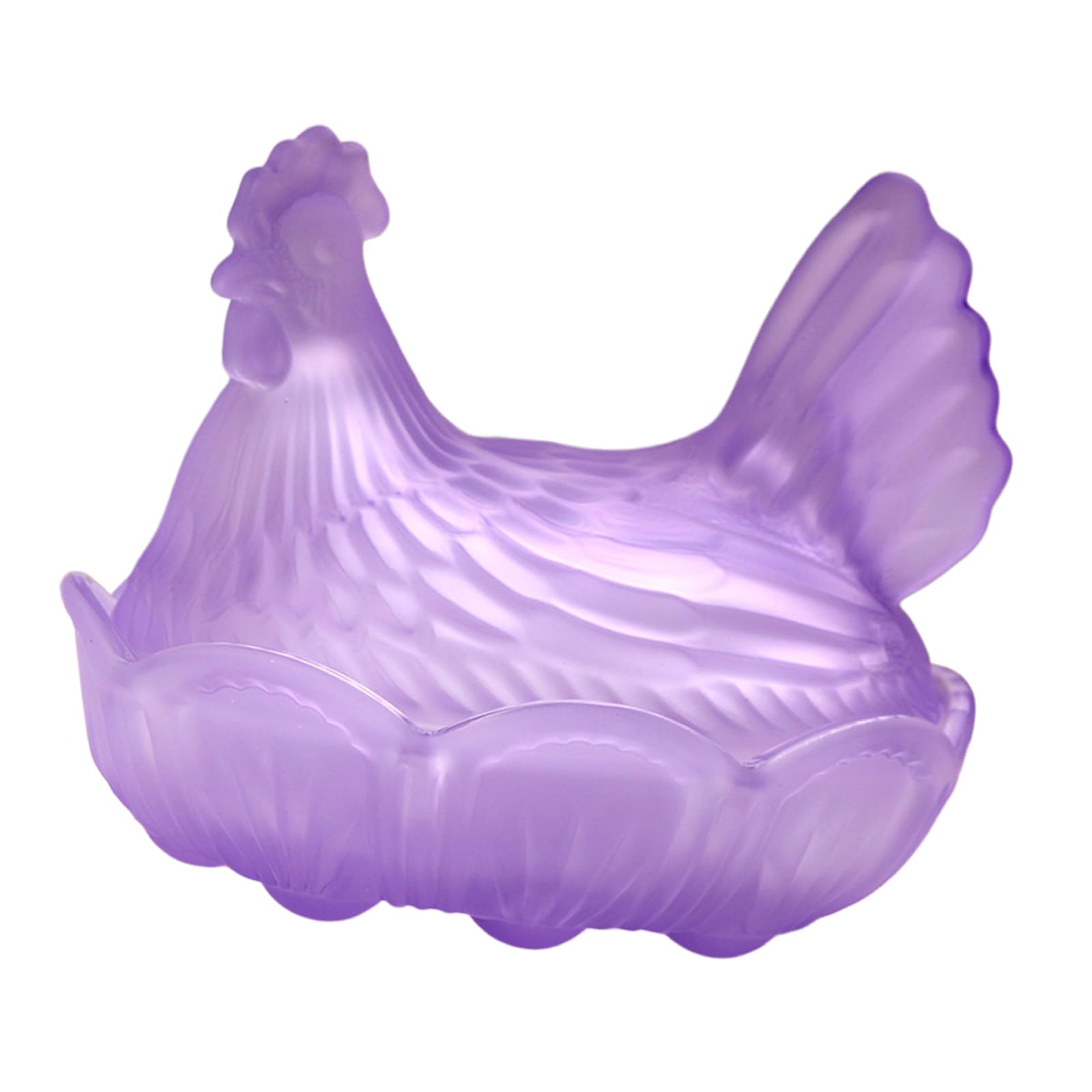 Glass Hen Candy Bowl with Lid, Covered Nest Bowl for Candy Treats and Snacks, Decorative Tabletop Storage for Home Decor Covered Container Chicken Shaped Serving Treat Holder Nesting Tabletop Ornament