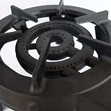 Meva Rechaud TRAITEUR gaz fonte TRIGLAV 9.8 KW 4 pieds 3 robinets Puissant et Stable, Noir - 2