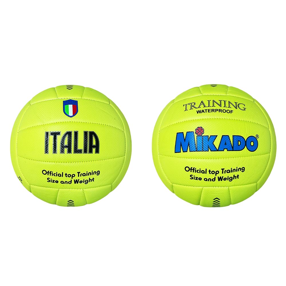 Mikado Sport Italy Model Volleyball Ball Beach Volleyball Made of HF PVC. Large Size for Training Match. Adults Boys and Children (Yellow) - Image 3