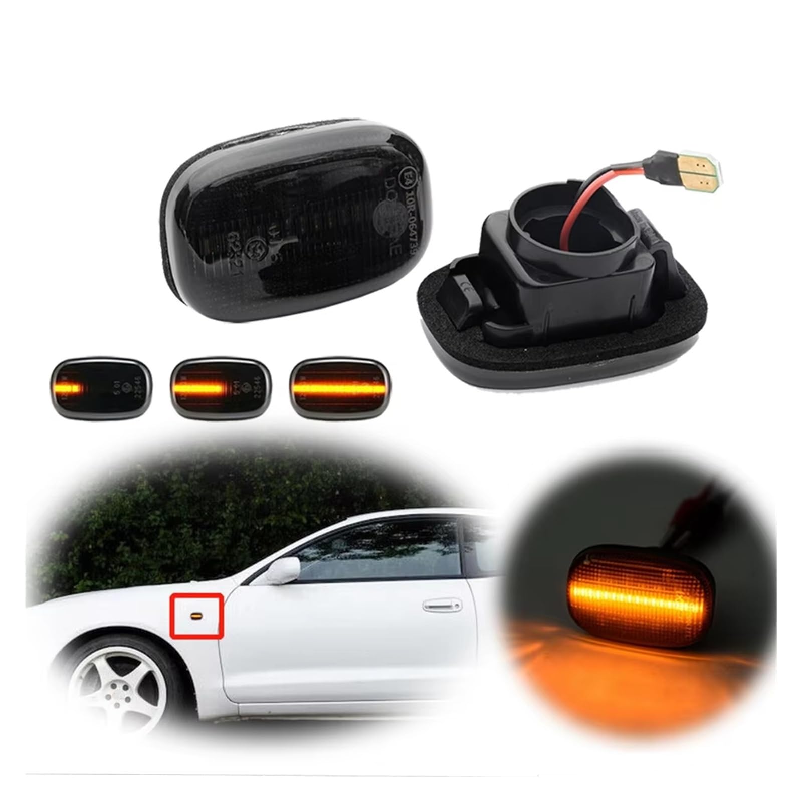 Intermitente Vehículo Para Chrysler 200 2015 Lente Ahumada Ámbar Blanco LED Indicador Lateral Delantero Coche Luces Señal Giro Luz Estacionamiento(White)