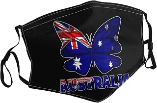 Butterfly Australia Australian Flag Face Mask Breathable Balaclavas Adjustable Washable Masks Black