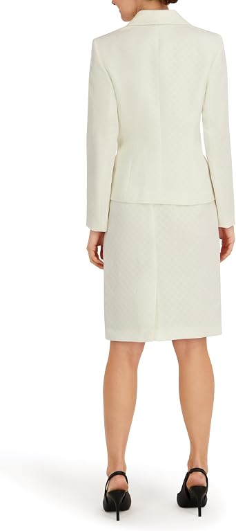 Le Suit Women's Jacquard Three Button Shawl Collar Jacket & Skirt, 2pc Set