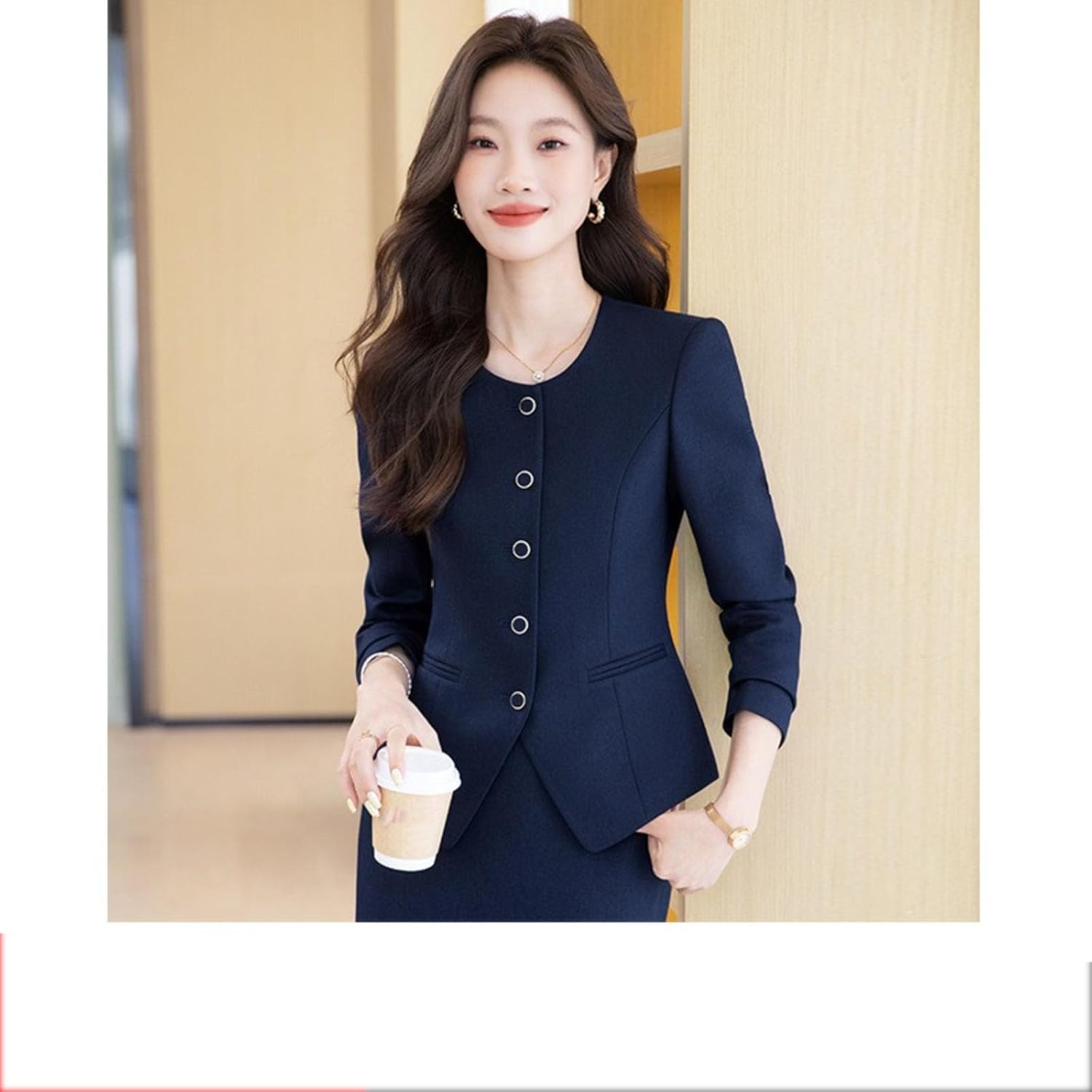 Seven Tenth Sleeve Blazer with Dress Set Women's Office Two Piece Suit