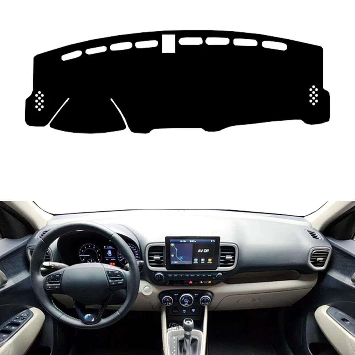 DQWERL Fit for Hyundai Venue 2019-2023,Dashboard Cover,Black Dash Mat,Non-Slip Dashboard Cover Mat,Car Interior Accessories
