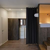 Vista 5 de NICETOWN Room Separating Divider, Room Divider Curtain Screen Partition, Function Thermal Blackout Patio Door Panel, Sliding Door Insulated Curtain