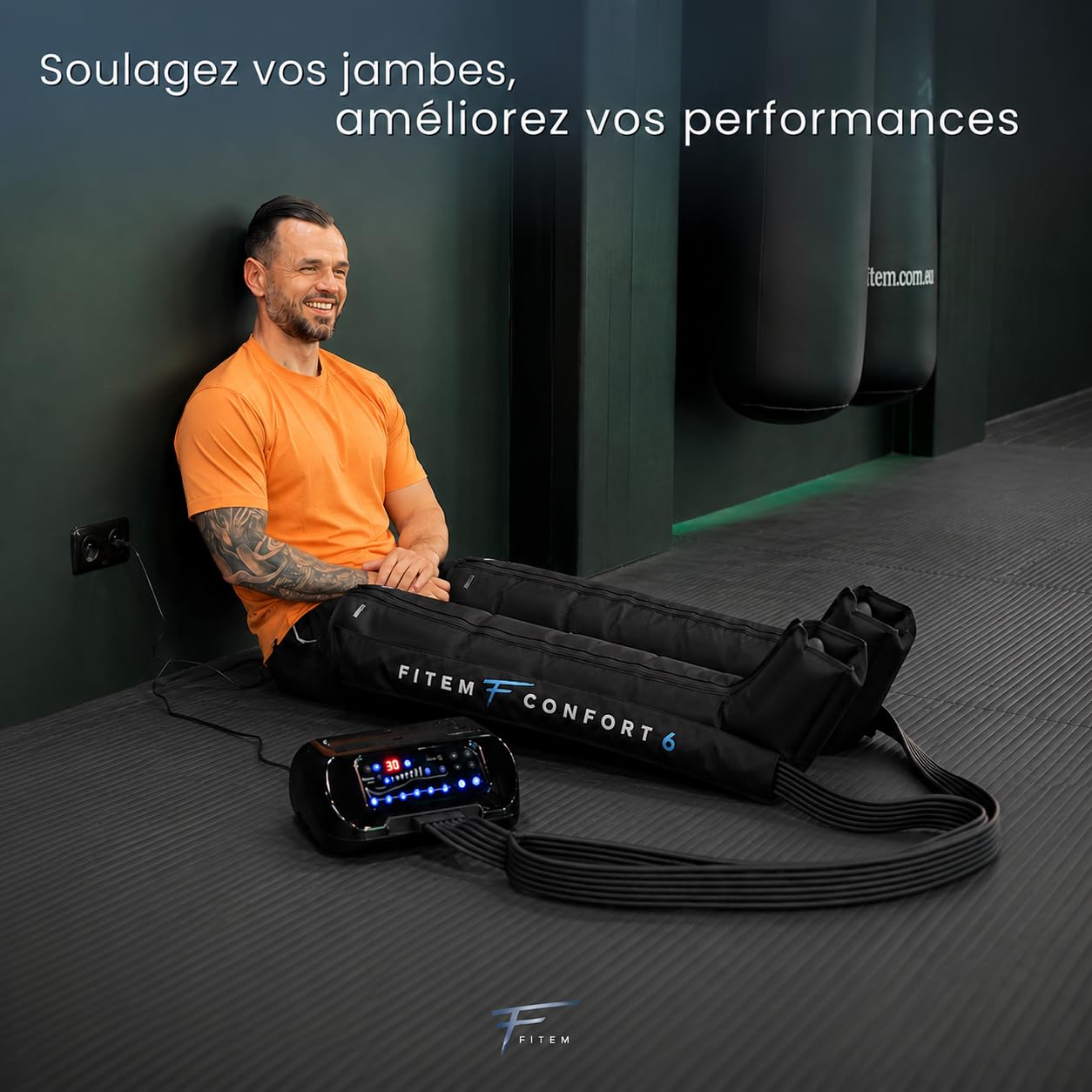Fitem Bottes de Pressothérapie 6 chambres - 6 modes de Massage - Massage Jambes, pieds - Drainage lymphatique, Jambes Lourdes, Œdème, Lymphoedème, Lipoedème, Cellulite - Récupération Sportive