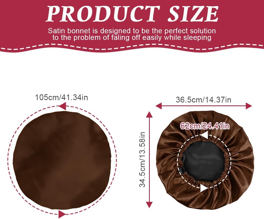 Double Layer Satin Bonnet Silk Bonnet for Sleeping Sleep Cap Silk Adjustable Satin Hair Cap for Women Girls with Curly Natural Hair image 3