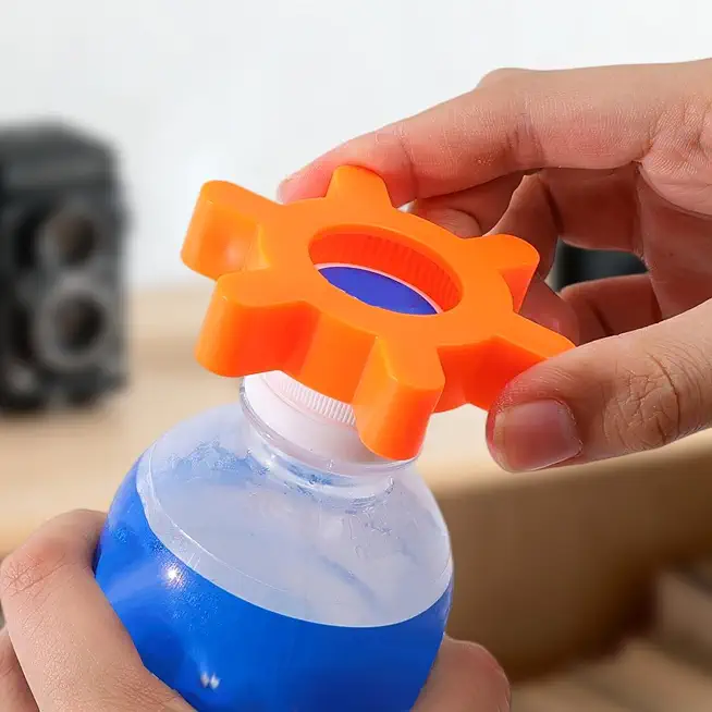 1PCS Unique Multi-function Bottle Cap Opener Plastic Rotary Bottle Opener Bar Supplies Bottle Cap Openers Kitchen Tool (Orange)