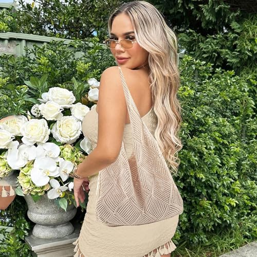 Bolso Tote de Playa con Crochet Estilo Boho para Mujer miniatura 3