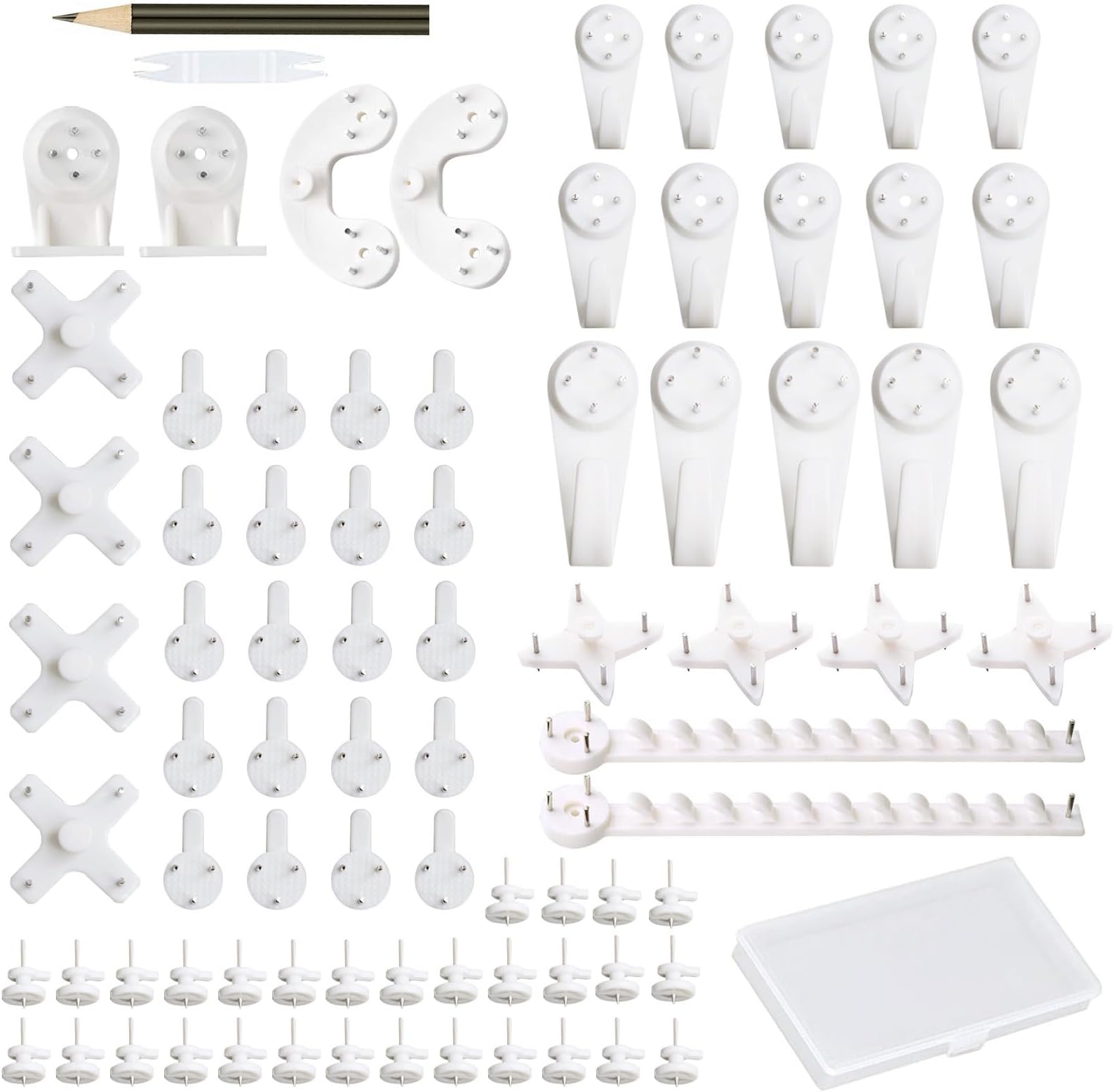 Oonkaf Concrete Wall Hooks, Picture Hanging Kit, No Damage Wall Picture Hanger, Photo/Frame/Art Painting Holder,Strong/Firm/Heavy Duty/No Damage/Non-Mark Screw, Multifunctional Family Gadget(82Pcs)