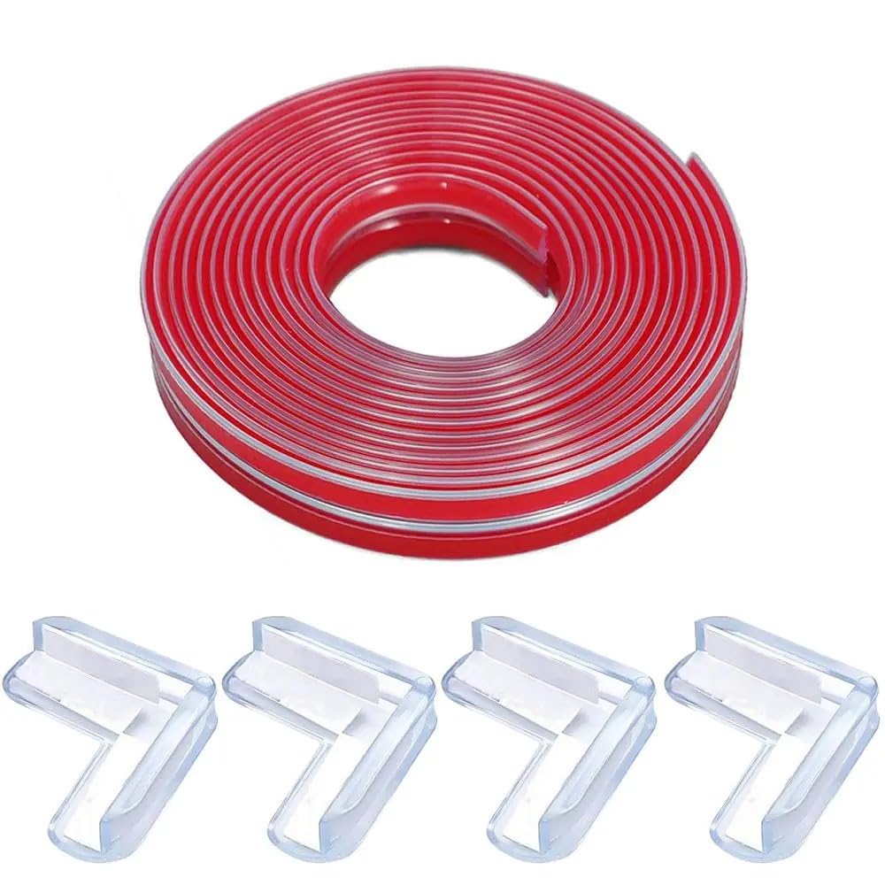 1/5 Stück Tischkantenschutz, Möbel-Eckenschutzstreifen, Selbstklebend, Transparent, for Kinder, Kollisionssicher, Weiche Stoßstange, Baby-Sicherheit(3m - 4pcs Corner Pad)