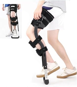 Assisted Walking Trainer Hands Free Crutch Leg Knee Mobility Support Single Leg Telescopic Hands Free Crutch for Disability Elderly Injury Ankle Fracture