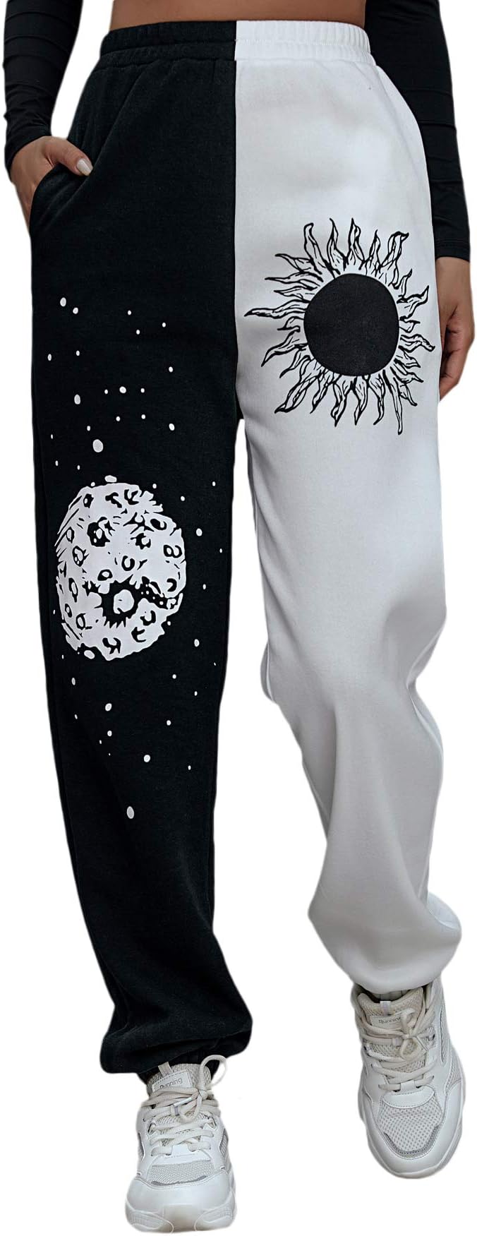 SOLY HUXWomen's Graphic Letter Print Elastic Waist Sweatpants Color Block Cozy Running Joggers Pants