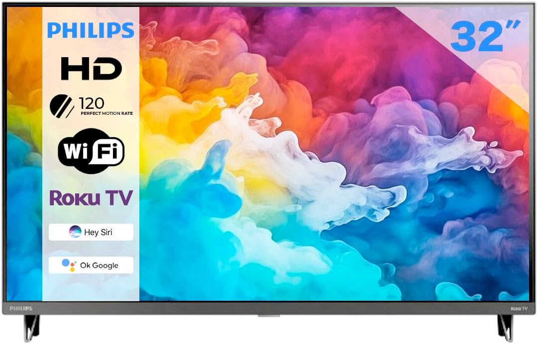 PHILIPS32-Inch Class HD 720p Smart TV Borderless Refresh Rate 60Hz Compatible with Alexa and Google Assistant 32PFL6452/F7 (Refurbished)