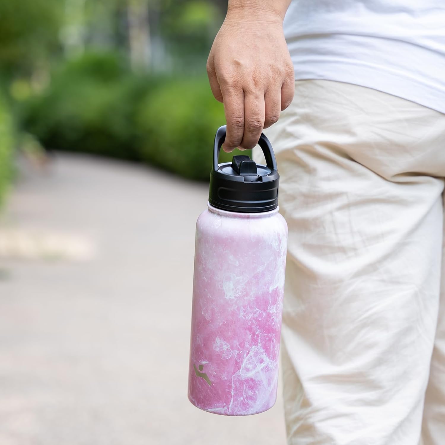 40oz Insulated Water Bottle Stainless Steel Sport Bottles with 3 Lids,Marble Blossom - Image 7