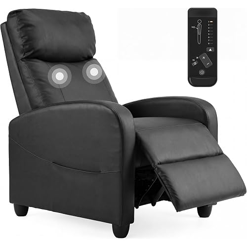 Massage Recliner Chair, Recliner Sofa Fabric for Adults, Recliners Home Theater Seating with Lumbar Support, Reclining Sofa Chair for Living Room, Ink