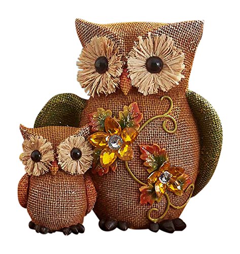 Fall Jeweled Shelf Table Top Sitter Thanksgiving Autumn Home Accent Decoration (Owls) by KNL Store