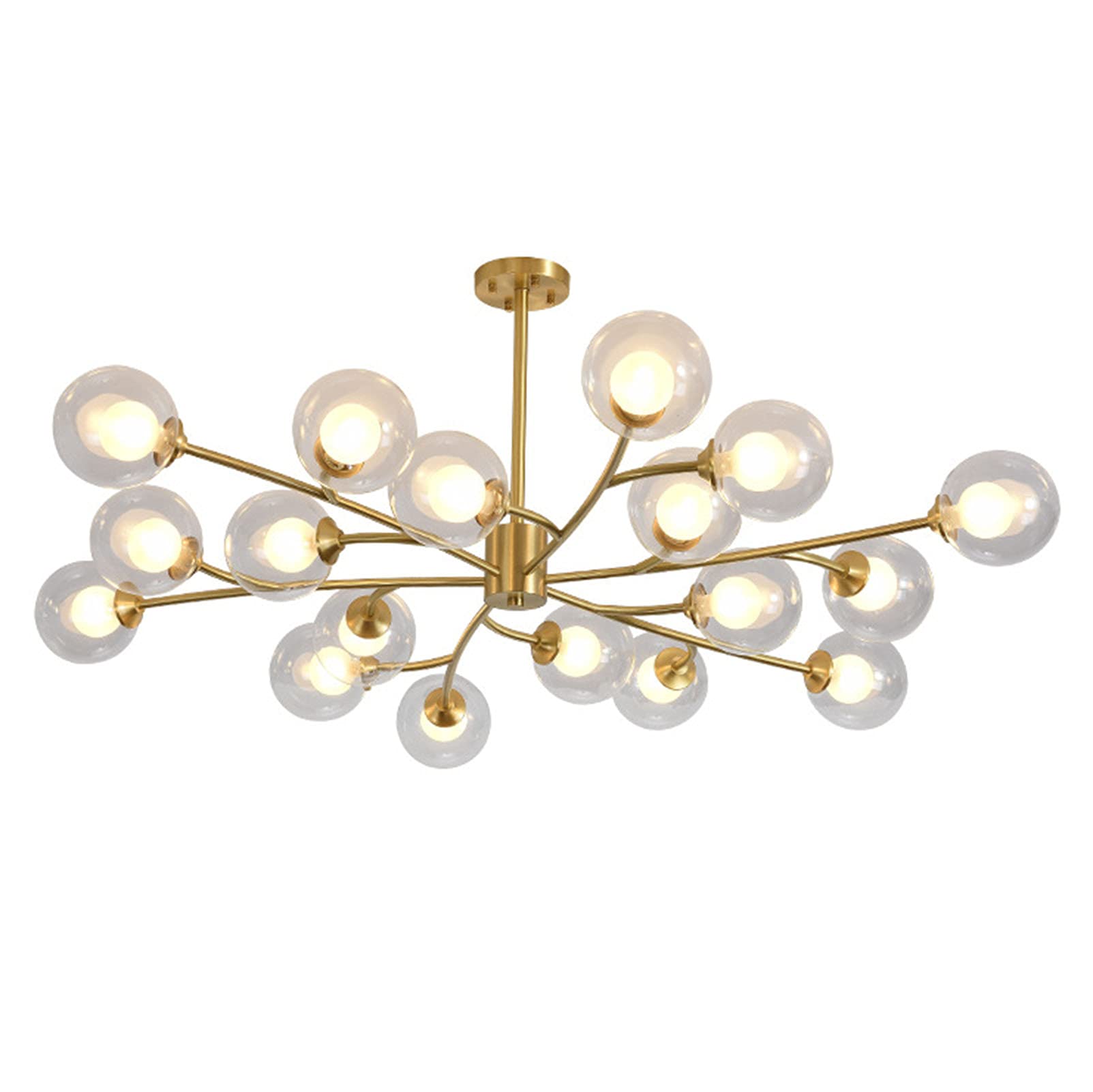 KXEcoLife Living Room Bedroom Dining Magic Bean Molecular Light,Simple Creative Branches Chandelier,G9 Nordic All Copper Chandelier-Copper and ball cover 18t